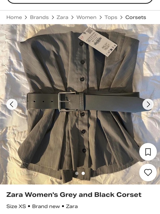 Zara Tops - Zara Grey and Black Pinstripe Corset Top with Belt
